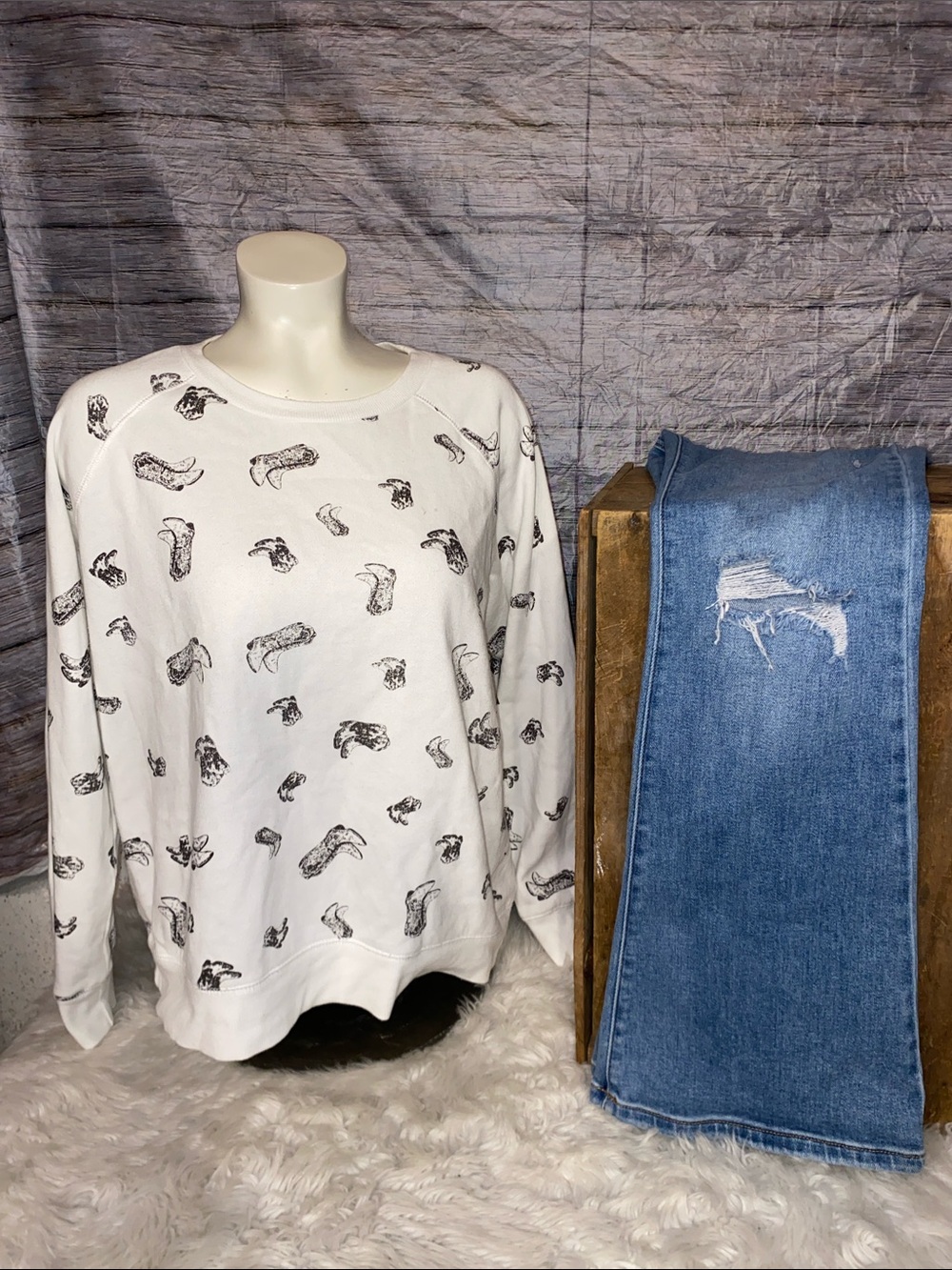 Cato Western Print Pull On Sweatshirt